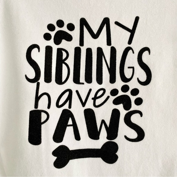 White Siblings Have Paws Dog-Themed Baby Onesie - Picture 3 of 3